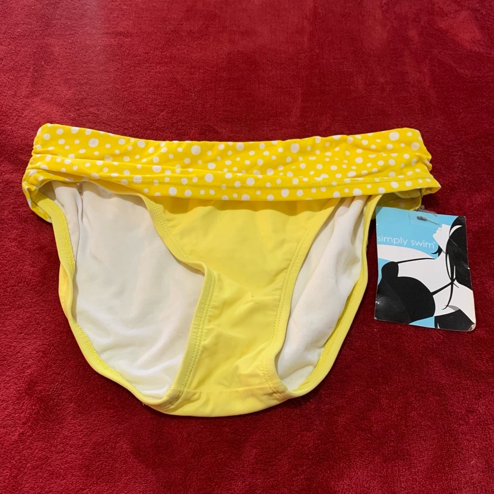 NEW! Women's Simply Swim Bikini Bottom, Size 8, Yellow